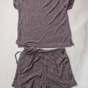 Cozy Women's Ribbed Pajama Set in Heathered Purple
